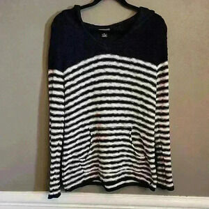 Eddie Bauer hooded striped sweater